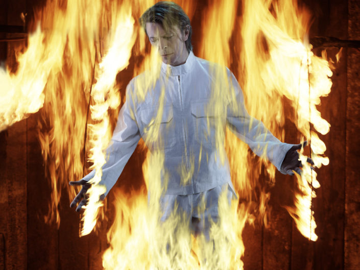 David Bowie on fire for his Hours Album Artwork